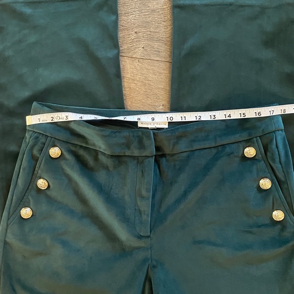 MAISON D' AMELIE Velvet Green Flat Front Sailor Pants Trousers Size 14 #X3 - Picture 7 of 7